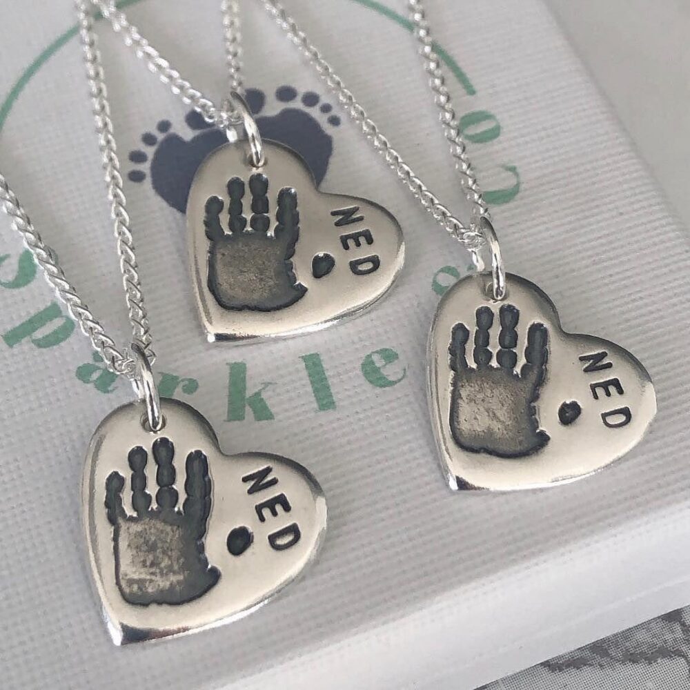 Heart Shaped Hand Print Necklace