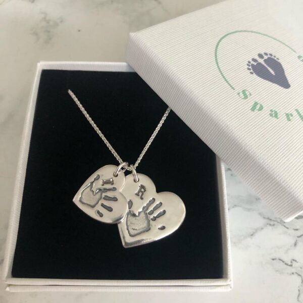 Mini & Standard Heart Pendants with Handprints
