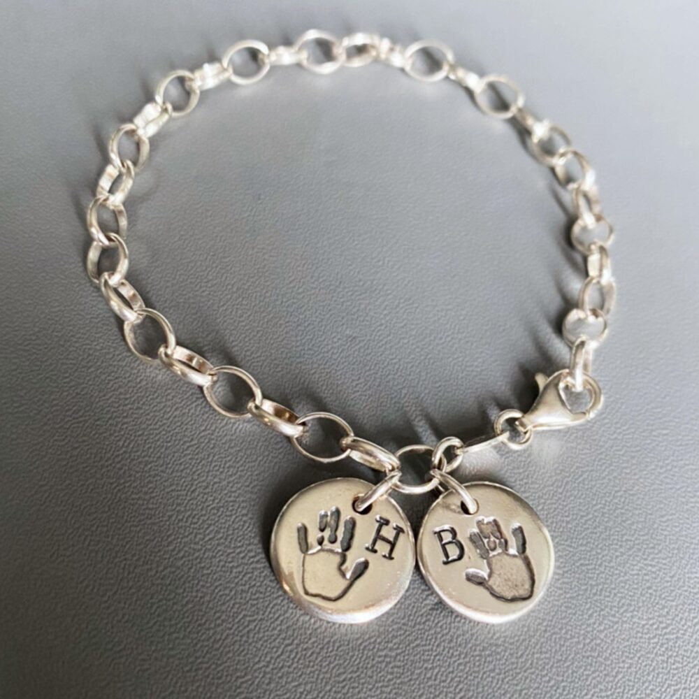 Chain Bracelet with Handprint Charm