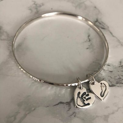 Hammered Bangle with Charms