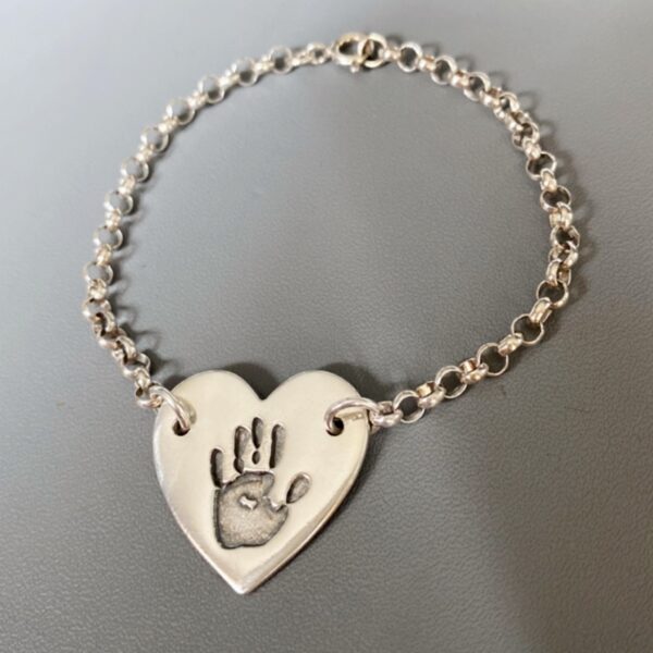 Chain Bracelet with Heart Handprint