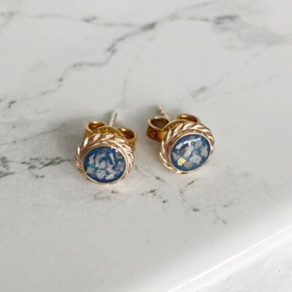 Gold Rope Edge Stud Earrings