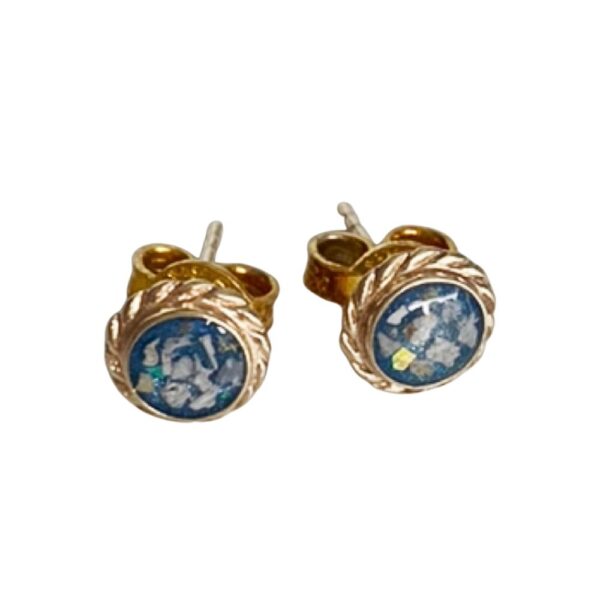 Gold Rope Edge Stud Earrings