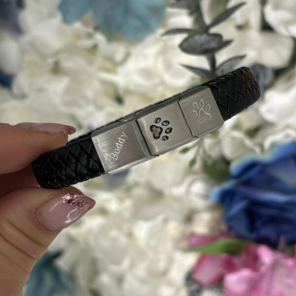 Ashes Paw Print Leather Bracelet